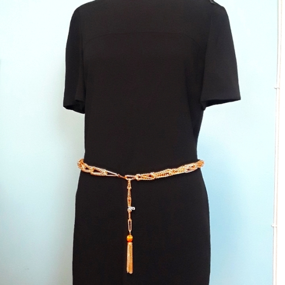 NWT Gold Tone Chain Link Belt with gold tone tassel.